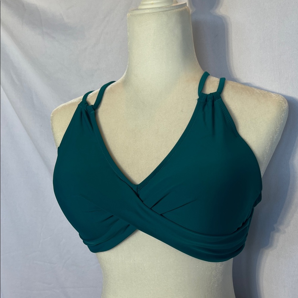 Cupshe Teal Cross-Front Bikini Top